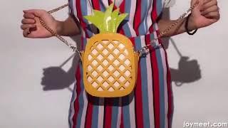 2018 new leather female bag hollow-out pineapple single shoulder bag chic chain slanting