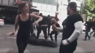 Antifa attacks man with metal pole. Is knocked out.