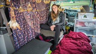 Solo Female lives in Van in Canada's Most Expensive City. Saves $1000+ in Minimalist Minivan Camper.