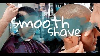 Smooth Head Shave Video in Barbershop - Female with thick buzzcut