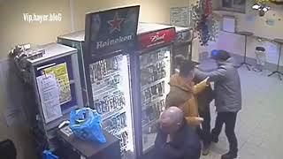Russian Girl Knocks Out Man harassing a homeless man with Deadly Punch in Store