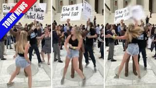 Dancing Girl Accosts Elderly Man On Supreme Court Steps, Doesn’t End Well For Her