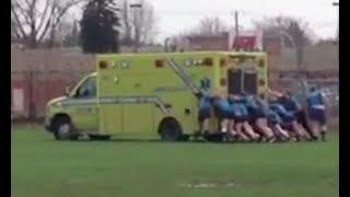 Female school rugby team push '12,000lb ambulance' carrying injured teammate out of ditch