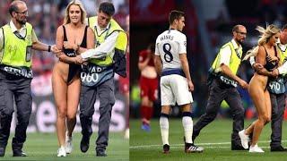 Naked woman invade the pitch during champions league between Liverpool and Tottenham