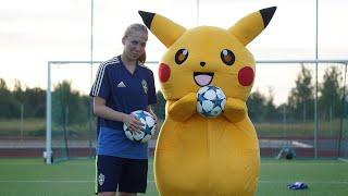 Pikachu vs. Female Football Player - Football Challange